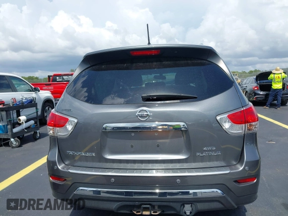 2015 Nissan Pathfinder Platinum with VIN 5N1AR2MMXFC668880, listed as a IAAI auction lot 42371231 with 101,173 mi miles and . Bid and sale history available at DreamBid. Image 17.