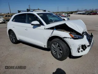 2021 Audi Q5 Premium Plus with VIN WA1BAAFY3M2021843, listed as a Copart auction lot 61691355 with Not provided miles and Salvage title. Bid and sale history available at DreamBid. Image 4.