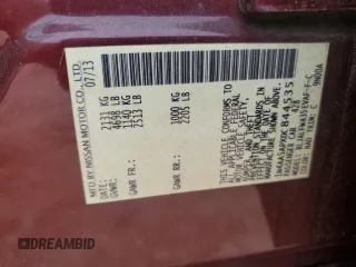 2013 Nissan Maxima SV with VIN 1N4AA5APXDC844535, listed as a Copart auction lot 59516355 with 215,897 mi miles and Salvage title. Bid and sale history available at DreamBid. Image 12.