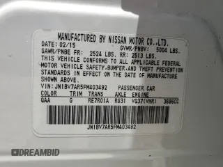 2015 Infiniti Q50 Premium with VIN JN1BV7AR5FM403492, listed as a Copart auction lot 61761195 with 135,134 mi miles and Salvage title. Bid and sale history available at DreamBid. Image 12.