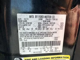 2011 Ford F-150 XLT with VIN 1FTFW1ET6BFB74527, listed as a Copart auction lot 56054535 with 197,177 mi miles and Clean Title. Bid and sale history available at carsss.com. Image 10.