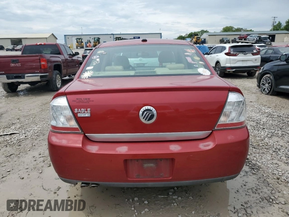 2009 Mercury Sable Premier with VIN 1MEHM42W29G617239, listed as a Copart auction lot 55176425 with 191,208 mi miles and Salvage title. Bid and sale history available at DreamBid. Image 6.