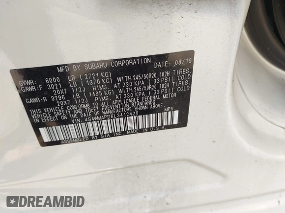 2020 Subaru Ascent Limited z VIN 4S4WMAPD6L3412421, wystawiony jako IAAI lot #42376250 z przebiegiem 62 541 mil mil oraz . Historia ofert i sprzedaży dostępna na DreamBid. Obrazek 9.