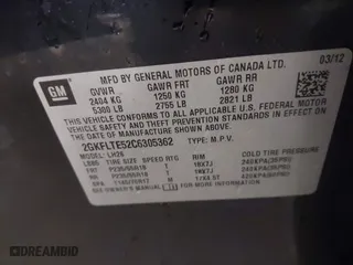 2012 GMC Terrain SLE-2 with VIN 2GKFLTE52C6305362, listed as a IAAI auction lot 41981678 with 210,580 mi miles. Bid and sale history available at carsss.com. Image 9.