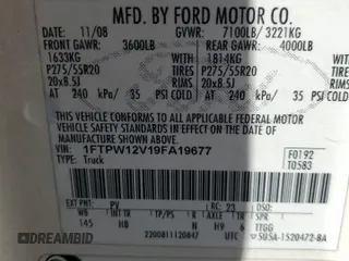 2009 Ford F-150 XL with VIN 1FTPW12V19FA19677, listed as a Copart auction lot 47071645 with 131,450 mi miles and Salvage Title. Bid and sale history available at carsss.com. Image 12.
