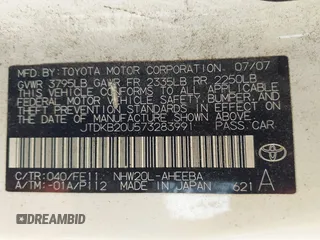 2007 Toyota Prius with VIN JTDKB20U573283991, listed as a IAAI auction lot 42212679 with Not Provided miles and . Bid and sale history available at DreamBid. Image 9.
