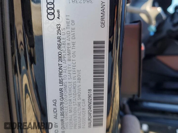 2019 Audi A7 Premium Plus with VIN WAUR2AF24KN029018, listed as a Copart auction lot 88984995 with 74,708 mi miles and Salvage Title. Bid and sale history available at carsss.com. Image 13.