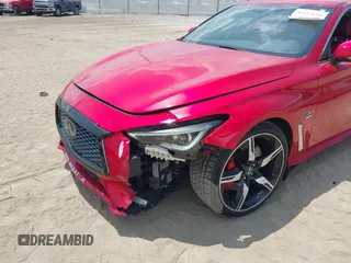 2018 Infiniti Q60 Red Sport 400 with VIN JN1FV7EL9JM630801, listed as a IAAI auction lot 42213699 with 76,759 mi miles and . Bid and sale history available at DreamBid. Image 6.