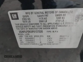 2015 Chevrolet Equinox LT z VIN 2GNFLFEK3F6137326, wystawiony jako IAAI lot #42126776 z przebiegiem 156 483 mil mil oraz . Historia ofert i sprzedaży dostępna na DreamBid. Obrazek 9.