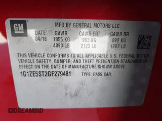 2016 Chevrolet Malibu LT with VIN 1G1ZE5ST2GF279481, listed as a IAAI auction lot 41823038 with 97,753 mi miles and . Bid and sale history available at DreamBid. Image 9.