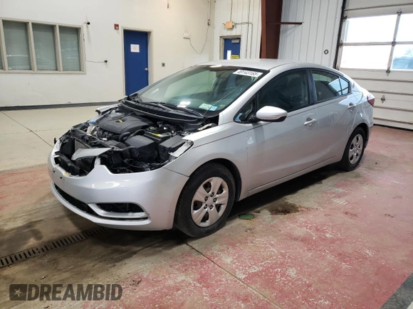 2016 Kia Forte LX with VIN KNAFK4A64G5564629, listed as a Copart auction lot 49143165 with 99,480 mi miles and Salvage Title. Bid and sale history available at carsss.com. Image 1.