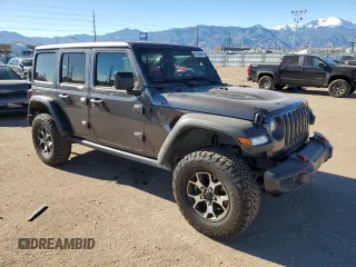 2023 Jeep Wrangler Rubicon with VIN 1C4HJXFN6PW509741, listed as a Copart auction lot 81324394 with 21,755 mi miles and Salvage title. Bid and sale history available at DreamBid. Image 4.