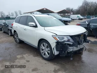 2018 Nissan Pathfinder SL with VIN 5N1DR2MM1JC666604, listed as a IAAI auction lot 41181860 with 57,586 mi miles. Bid and sale history available at carsss.com. Image 1.