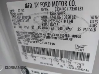 2012 Ford F-150 XL with VIN 1FTFW1EF1CFC73316, listed as a IAAI auction lot 42612752 with 122,941 mi miles and . Bid and sale history available at DreamBid. Image 9.