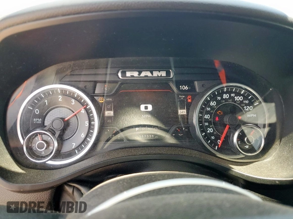 2022 Ram 1500 Big Horn with VIN 1C6SRFMT5NN324861, listed as a Copart auction lot 62969425 with 157,331 mi miles and Clean title. Bid and sale history available at DreamBid. Image 9.