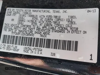 2013 Toyota Tundra with VIN 5TFDW5F12DX305493, listed as a IAAI auction lot 42265066 with 192,462 mi miles and . Bid and sale history available at DreamBid. Image 9.