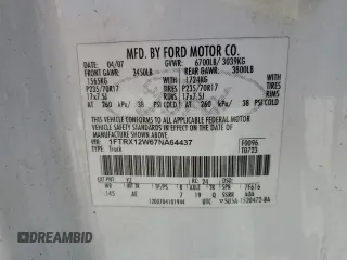 2007 Ford F-150 STX with VIN 1FTRX12W67NA64437, listed as a Copart auction lot 52342625 with Not Provided miles and Clean Title. Bid and sale history available at DreamBid. Image 12.