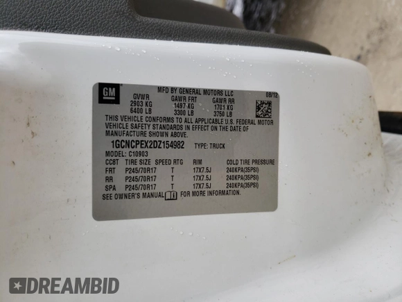 2013 Chevrolet Silverado 1500 Work Truck with VIN 1GCNCPEX2DZ154982, listed as a Copart auction lot 53034045 with 211,741 mi miles and Clean Title. Bid and sale history available at DreamBid. Image 12.