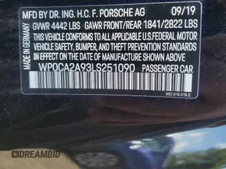 2020 Porsche 911 991 Carrera with VIN WP0CA2A93LS251090, listed as a Copart auction lot 58562784 with 31,839 mi miles and Salvage Title. Bid and sale history available at carsss.com. Image 15.