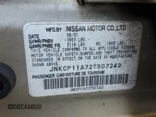 2002 Infiniti G20 Luxury z VIN JNKCP11A72T507242, wystawiony jako Copart lot #77325544 z przebiegiem 172 351 mil mil oraz Szkody całkowita. Historia ofert i sprzedaży dostępna na DreamBid. Obrazek 12.