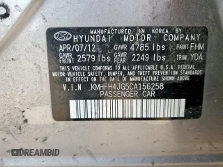 2012 Hyundai Azera with VIN KMHFH4JG5CA156258, listed as a Copart auction lot 59079035 with 223,162 mi miles and Salvage title. Bid and sale history available at DreamBid. Image 13.