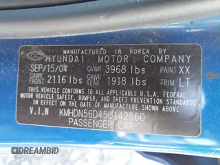 2005 Hyundai Elantra GLS с VIN KMHDN56D45U142860, выставлен на аукционе IAAI как лот 42168213 с пробегом Не указан миль и . История ставок и продаж доступна на DreamBid. Изображение 9.