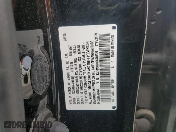 2015 Honda CR-V LX with VIN 3CZRM3H39FG705924, listed as a Copart auction lot 49295115 with 155,513 mi miles and Salvage Title. Bid and sale history available at carsss.com. Image 14.