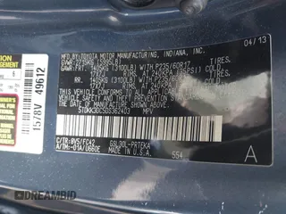 2013 Toyota Sienna LE AAS with VIN 5TDKK3DC5DS362403, listed as a IAAI auction lot 42632024 with 133,234 mi miles and . Bid and sale history available at DreamBid. Image 9.