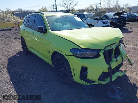 2022 BMW X3 M with VIN 5YM13EC03N9L12165, listed as a IAAI auction lot 41972814 with 37,633 mi miles. Bid and sale history available at carsss.com. Image 1.