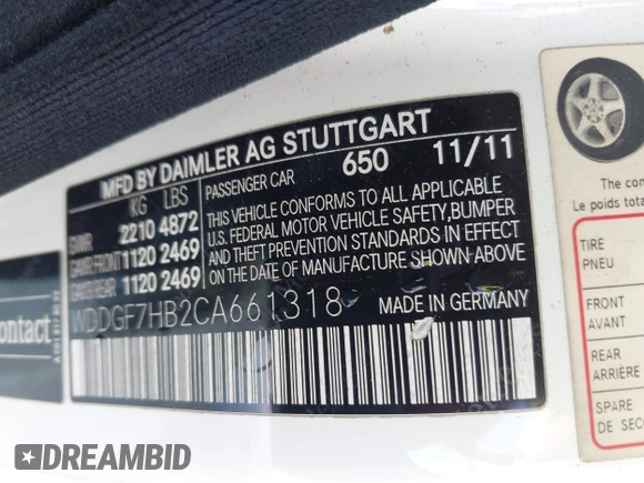 2012 Mercedes-Benz C 63 AMG with VIN WDDGF7HB2CA661318, listed as a IAAI auction lot 41841635 with 125,085 mi miles and . Bid and sale history available at carsss.com. Image 9.