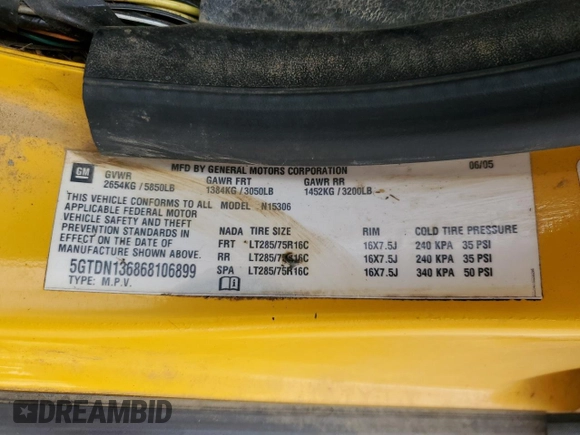 2006 Hummer H3 with VIN 5GTDN136868106899, listed as a Copart auction lot 79800944 with 260,971 mi miles and Salvage Title. Bid and sale history available at carsss.com. Image 13.