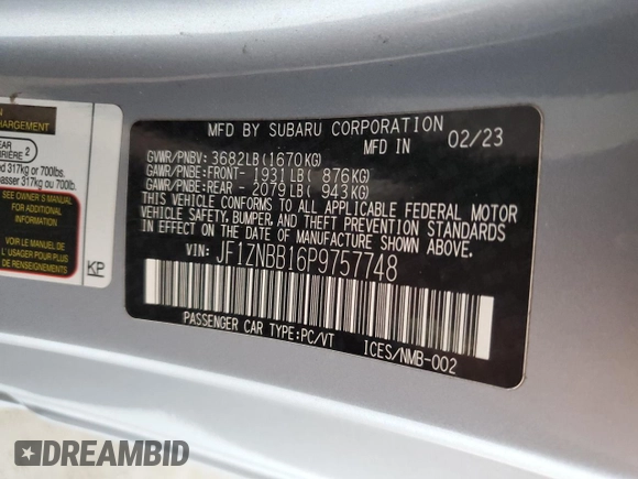 2023 Toyota 86 with VIN JF1ZNBB16P9757748, listed as a Copart auction lot 41776395 with 26,538 mi miles and Salvage Title. Bid and sale history available at DreamBid. Image 12.