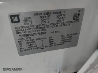 2017 GMC Acadia Denali with VIN 1GKKNPLS7HZ304163, listed as a IAAI auction lot 41613497 with 163,765 mi miles. Bid and sale history available at carsss.com. Image 9.