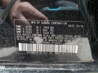 2018 Subaru Impreza Premium с VIN 4S3GTAB66J3729097, выставлен на аукционе Copart как лот 49452375 с пробегом 56 909 миль миль и Списание • Salvage title. История ставок и продаж доступна на DreamBid. Изображение 12.