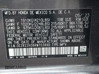 2024 Honda HR-V LX z VIN 3CZRZ2H36RM703890, wystawiony jako IAAI lot #41737489 z przebiegiem 21 789 mil mil oraz . Historia ofert i sprzedaży dostępna na DreamBid. Obrazek 9.