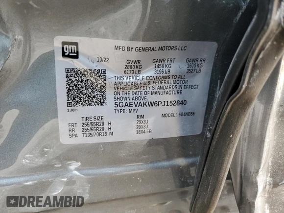 2023 Buick Enclave Essence with VIN 5GAEVAKW6PJ152840, listed as a Copart auction lot 42815585 with Not Provided miles and Non Repairable. Bid and sale history available at carsss.com. Image 13.