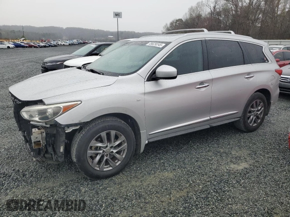 2015 Infiniti QX60 with VIN 5N1AL0MN4FC524899, listed as a Copart auction lot 49629245 with 157,761 mi miles and Salvage Title. Bid and sale history available at carsss.com. Image 1.