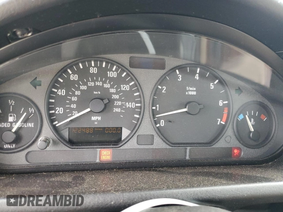 1998 BMW 3 Series 2.8L with VIN 4USCJ3324WLC12705, listed as a Copart auction lot 58129504 with 122,488 mi miles and Salvage Title. Bid and sale history available at carsss.com. Image 9.