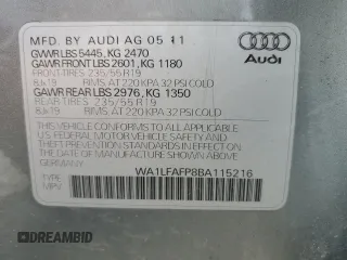 2011 Audi Q5 Premium Plus with VIN WA1LFAFP8BA115216, listed as a Copart auction lot 52777615 with 146,690 mi miles and Salvage Title. Bid and sale history available at DreamBid. Image 13.