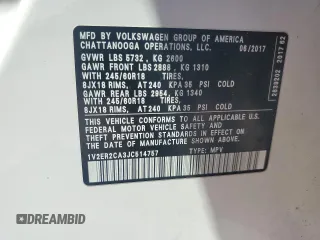 2018 Volkswagen Atlas SEL with VIN 1V2ER2CA3JC514757, listed as a Copart auction lot 53124315 with 186,391 mi miles and Clean title. Bid and sale history available at DreamBid. Image 12.