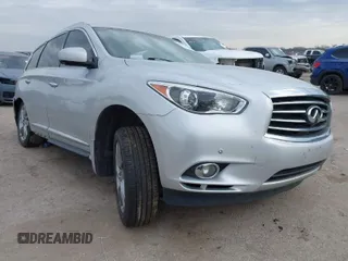2013 Infiniti JX35 with VIN 5N1AL0MM8DC352896, listed as a IAAI auction lot 41561639 with 158,533 mi miles and . Bid and sale history available at DreamBid. Image 1.