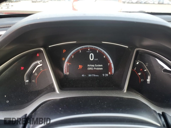 2019 Honda Civic Sport with VIN 2HGFC2F82KH597601, listed as a Copart auction lot 48484185 with 81,778 mi miles and Salvage title. Bid and sale history available at DreamBid. Image 9.