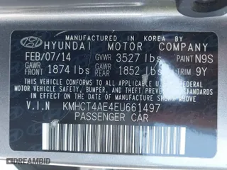 2014 Hyundai Accent GLS with VIN KMHCT4AE4EU661497, listed as a IAAI auction lot 41987134 with 129,508 mi miles. Bid and sale history available at carsss.com. Image 9.