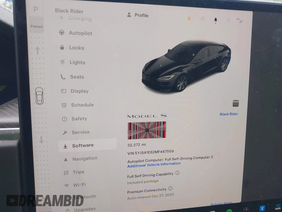 2021 Tesla Model S Plaid with VIN 5YJSA1E62MF447509, listed as a IAAI auction lot 42509281 with 32,372 mi miles and . Bid and sale history available at DreamBid. Image 7.