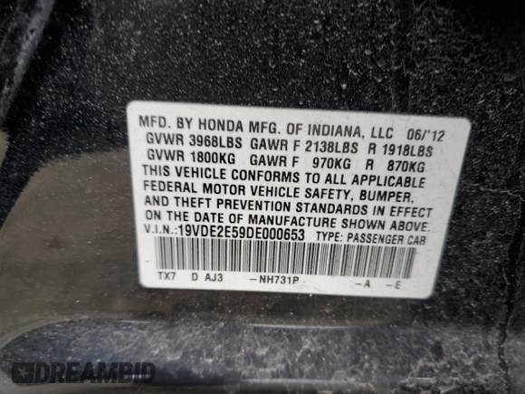 2013 Acura ILX 2.4L Premium Pkg with VIN 19VDE2E59DE000653, listed as a Copart auction lot 47728335 with 131,482 mi miles and Salvage Title. Bid and sale history available at carsss.com. Image 12.