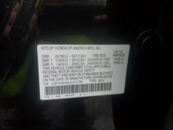 2018 Acura MDX z VIN 5J8YD4H34JL017799, wystawiony jako Copart lot #44732435 z przebiegiem 107 356 mil mil oraz Szkoda całkowita • Salvage title. Historia ofert i sprzedaży dostępna na DreamBid. Obrazek 13.