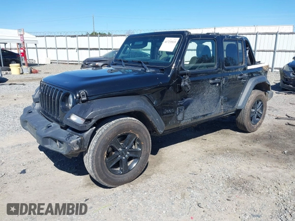 2021 Jeep Wrangler Unlimited Sport S with VIN 1C4HJXDG4MW753159, listed as a IAAI auction lot 41723515 with 86,589 mi miles and . Bid and sale history available at DreamBid. Image 2.