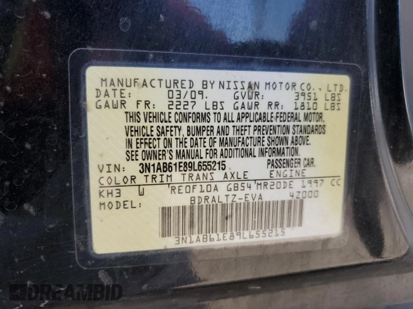 2009 Nissan Sentra S FE+ с VIN 3N1AB61E89L655215, выставлен на аукционе Copart как лот 55342595 с пробегом 117 218 миль миль и Списание • Salvage title. История ставок и продаж доступна на DreamBid. Изображение 12.