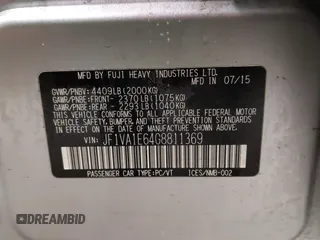 2016 Subaru WRX Premium with VIN JF1VA1E64G8811369, listed as a IAAI auction lot 41243335 with 129,319 mi miles. Bid and sale history available at carsss.com. Image 9.