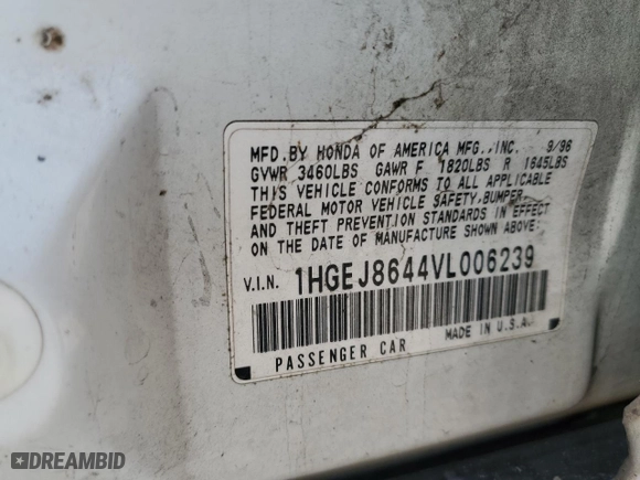 1997 Honda Civic EX with VIN 1HGEJ8644VL006239, listed as a Copart auction lot 42529315 with 240,695 mi miles and Salvage Title. Bid and sale history available at carsss.com. Image 12.